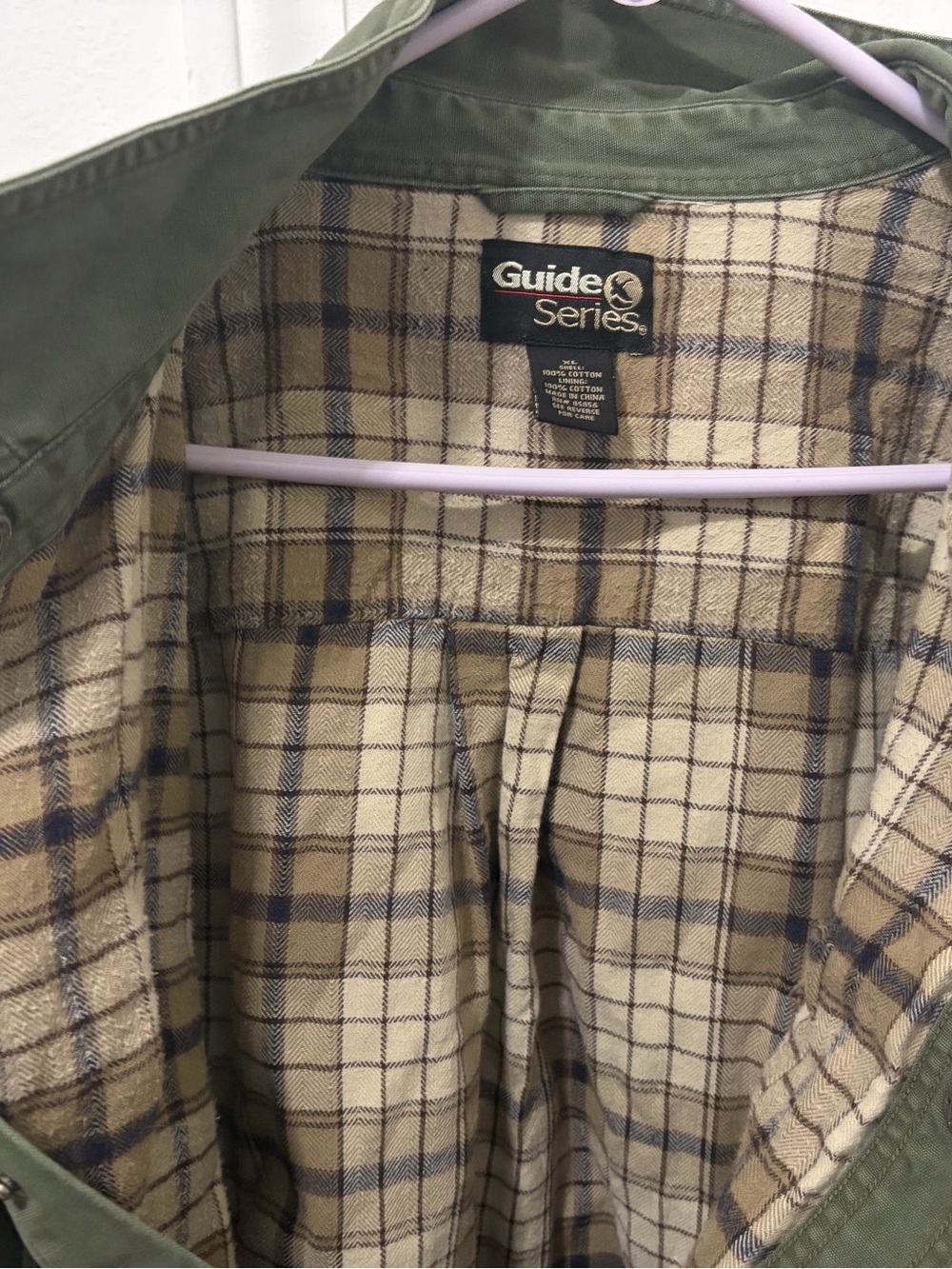 Vintage Guide Series Vintage Olive Green Flannel Lined Canvas Shirt Jacket XL